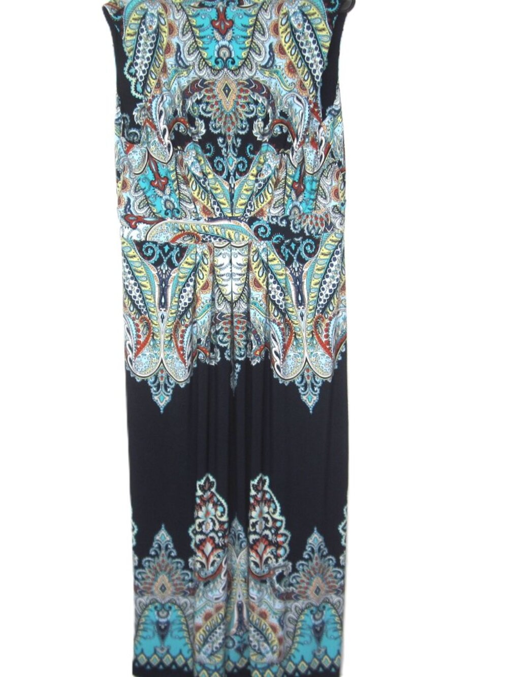 Chico's Jasmina Maxi Dress Size 2 US 12 Paisley Floral Dress Sleeveless Blue - Picture 9 of 13
